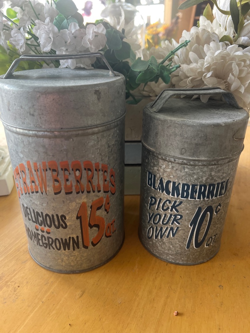 Metal decorative canisters two piece